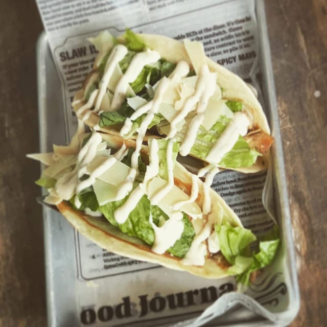 Flaming Caesar Tacos.
